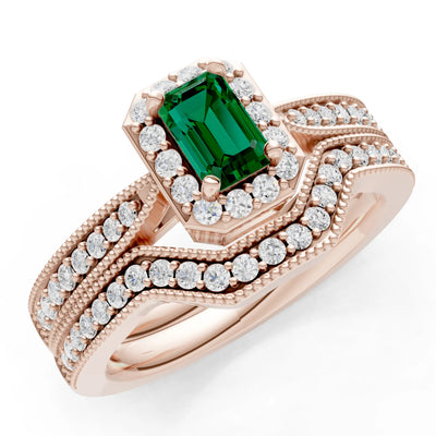Petitie Five Stone Gemstone Band - Emerald