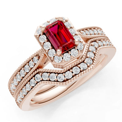 Petitie Five Stone Gemstone Band - Emerald
