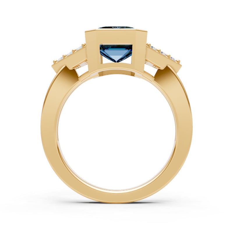 Alexandrite Vintage Inspired Bezel Set Emerald Cut Cocktail Ring
