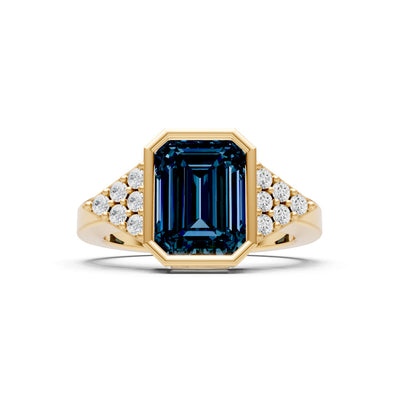 Alexandrite Vintage Inspired Bezel Set Emerald Cut Cocktail Ring