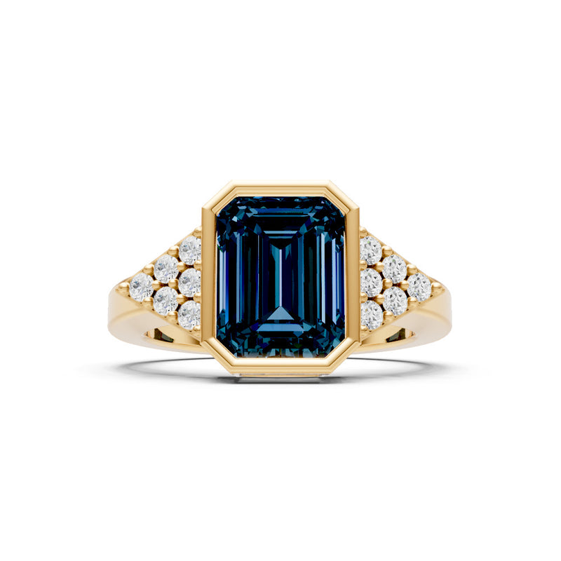 Alexandrite Vintage Inspired Bezel Set Emerald Cut Cocktail Ring