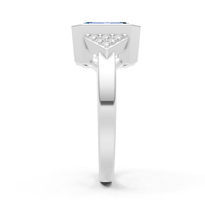 Alexandrite Vintage Inspired Bezel Set Emerald Cut Cocktail Ring