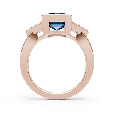 Alexandrite Vintage Inspired Bezel Set Emerald Cut Cocktail Ring