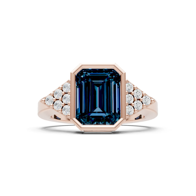 Alexandrite Vintage Inspired Bezel Set Emerald Cut Cocktail Ring