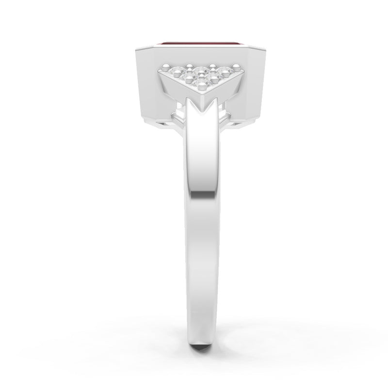 Garnet Vintage Inspired Bezel Set Emerald Cut Cocktail Ring