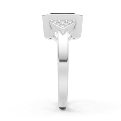 London Blue Topaz Vintage Inspired Bezel Set Emerald Cut Cocktail Ring