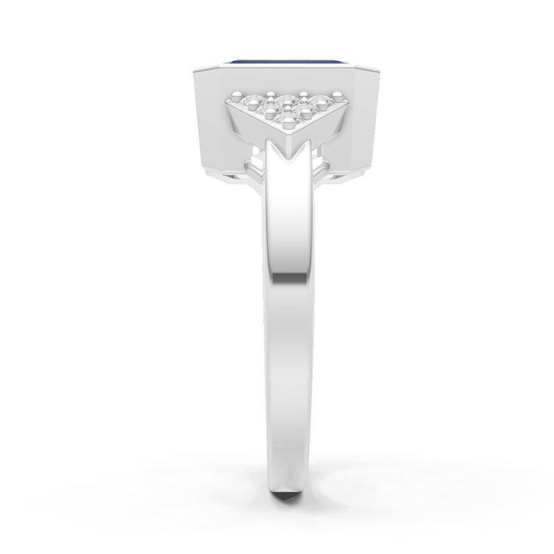 London Blue Topaz Vintage Inspired Bezel Set Emerald Cut Cocktail Ring