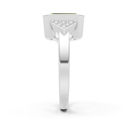 Peridot Vintage Inspired Bezel Set Emerald Cut Cocktail Ring