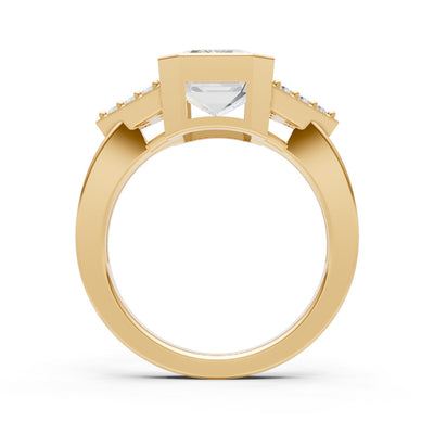 Diamond Vintage Inspired Bezel Set Emerald Cut Cocktail Ring