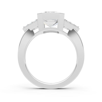 Diamond Vintage Inspired Bezel Set Emerald Cut Cocktail Ring