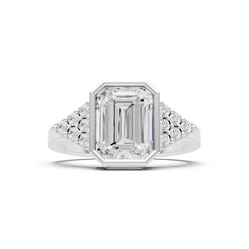 Diamond Vintage Inspired Bezel Set Emerald Cut Cocktail Ring