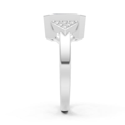 Diamond Vintage Inspired Bezel Set Emerald Cut Cocktail Ring