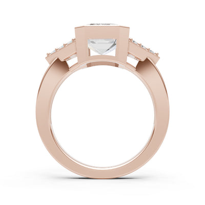 Diamond Vintage Inspired Bezel Set Emerald Cut Cocktail Ring