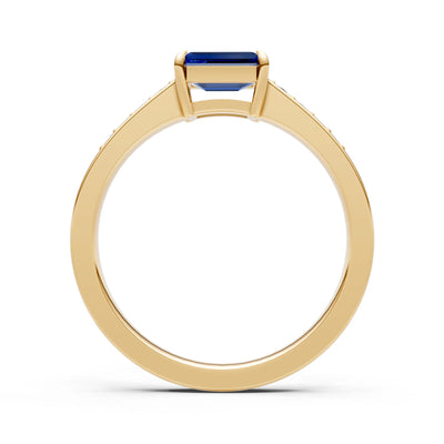 East West Emerald Gemstone Ring with Accents