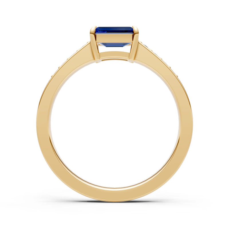 East West Emerald Gemstone Ring with Accents