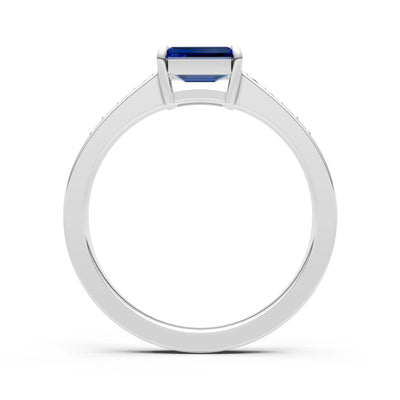 East West Emerald Gemstone Ring with Accents