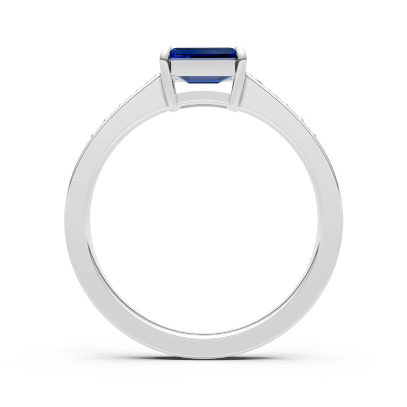 East West Emerald Gemstone Ring with Accents