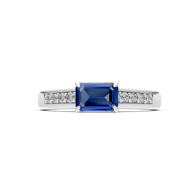 East West Emerald Gemstone Ring with Accents