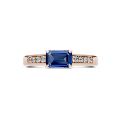 East West Emerald Gemstone Ring with Accents