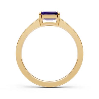 East West Emerald Gemstone Ring with Accents