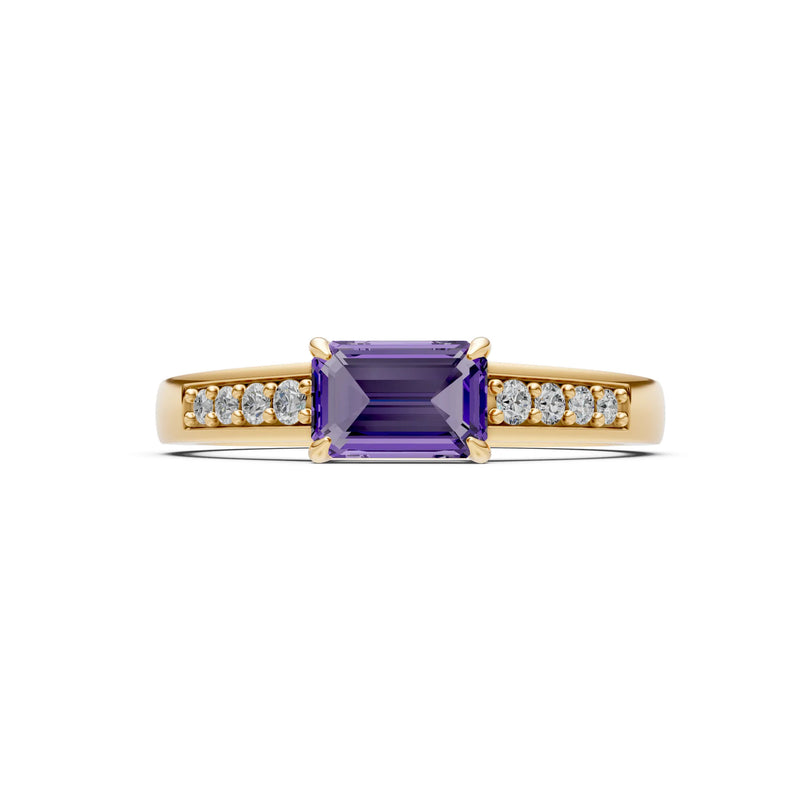 East West Emerald Gemstone Ring with Accents