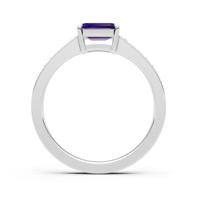 East West Emerald Gemstone Ring with Accents