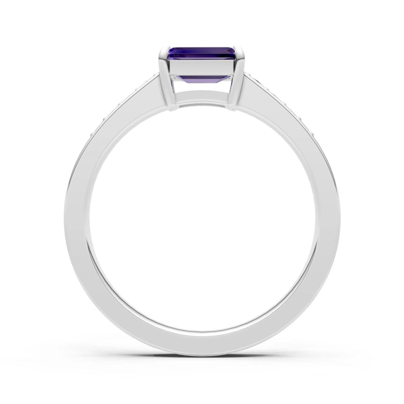 East West Emerald Gemstone Ring with Accents