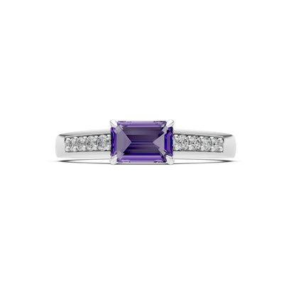 East West Emerald Gemstone Ring with Accents