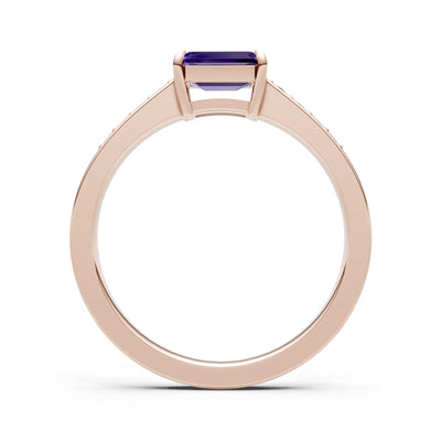 East West Emerald Gemstone Ring with Accents