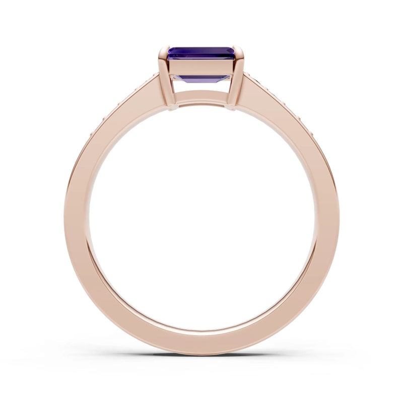 East West Emerald Gemstone Ring with Accents