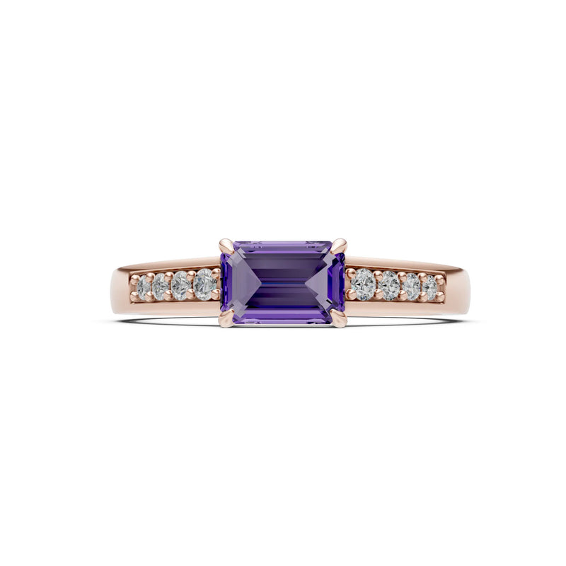 East West Emerald Gemstone Ring with Accents