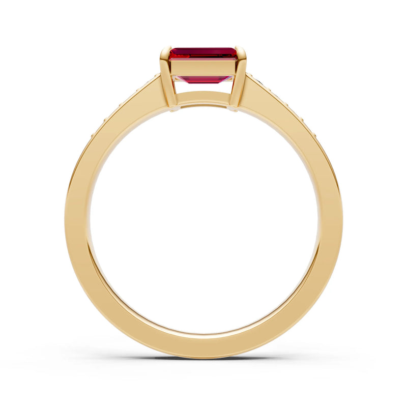 East West Emerald Gemstone Ring with Accents