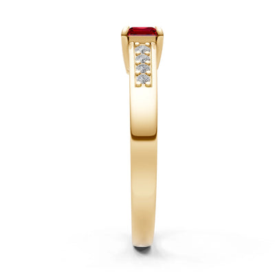East West Emerald Gemstone Ring with Accents