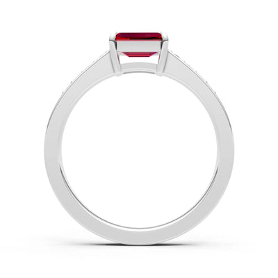 East West Emerald Gemstone Ring with Accents