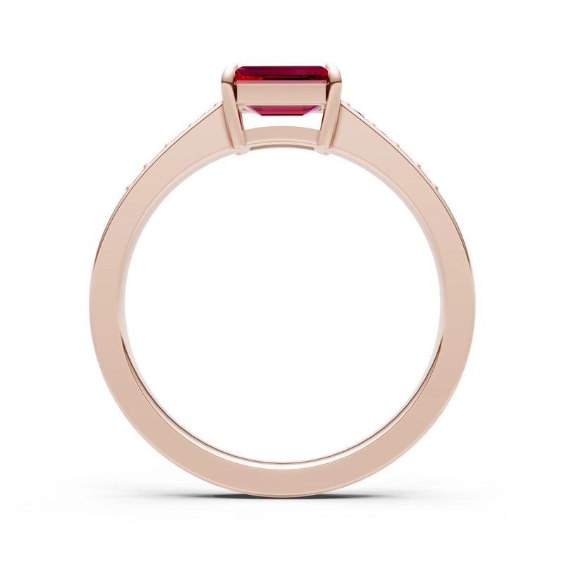 East West Emerald Gemstone Ring with Accents