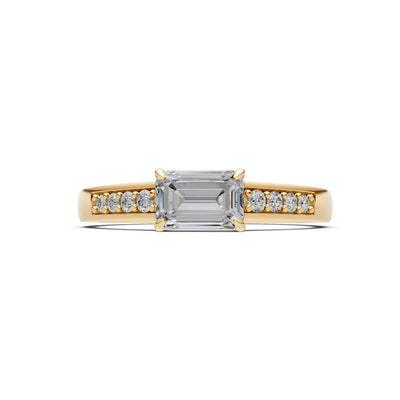 East West Emerald Gemstone Ring with Accents