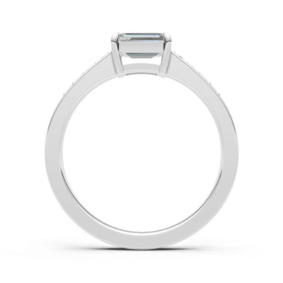 East West Emerald Gemstone Ring with Accents