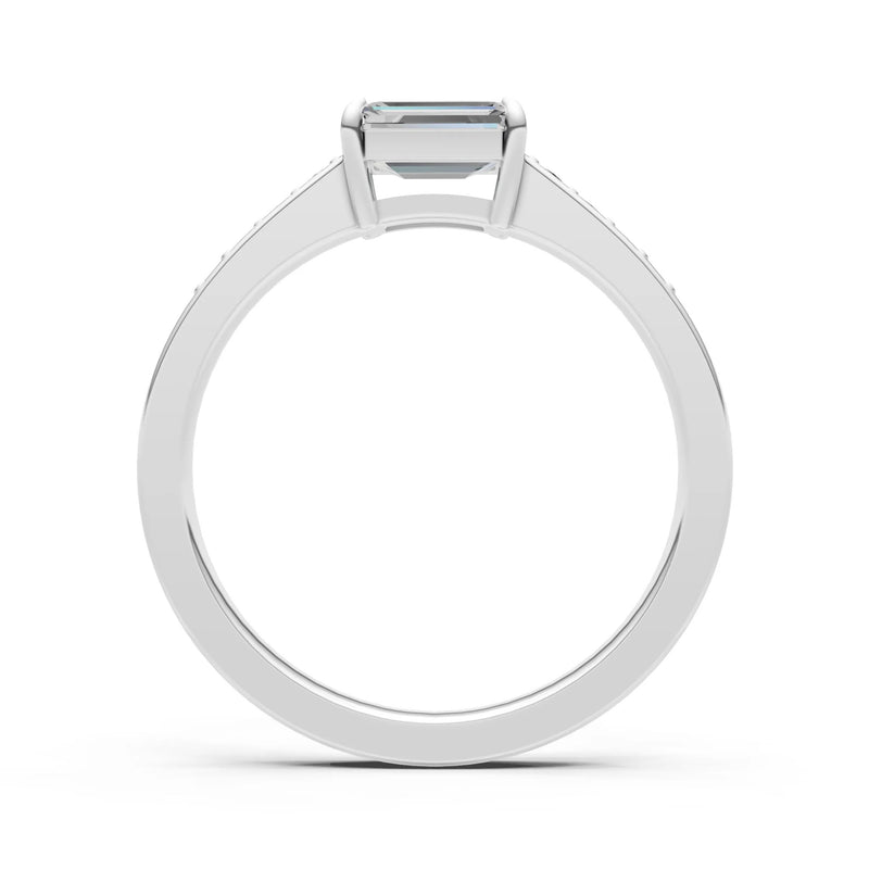 East West Emerald Gemstone Ring with Accents