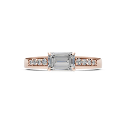 East West Emerald Gemstone Ring with Accents