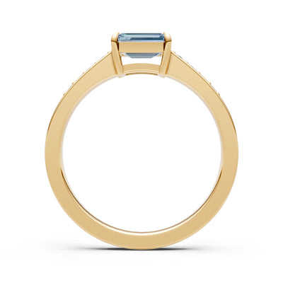 East West Emerald Gemstone Ring with Accents