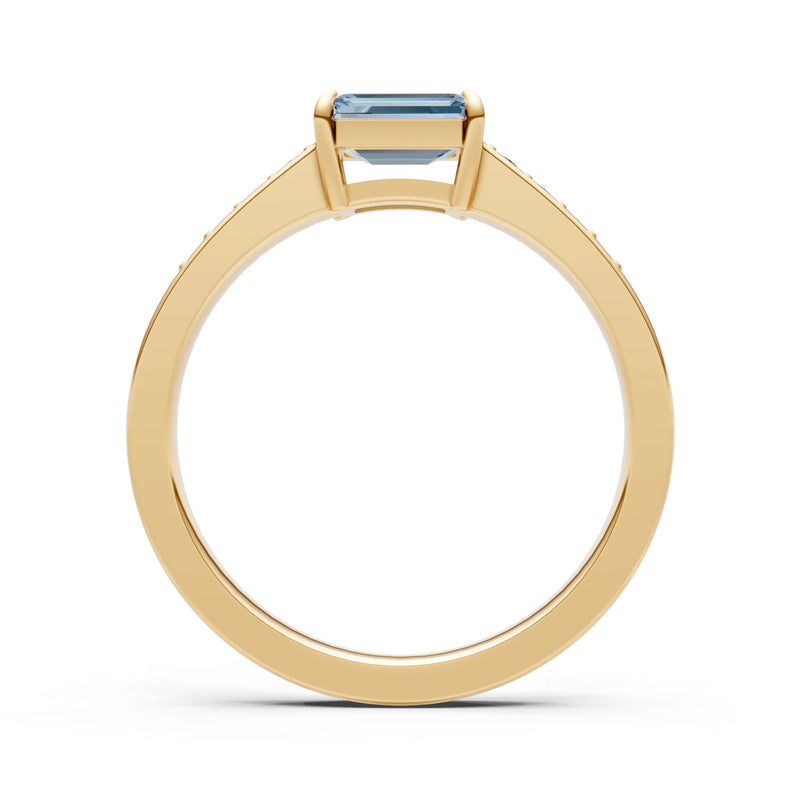 East West Emerald Gemstone Ring with Accents
