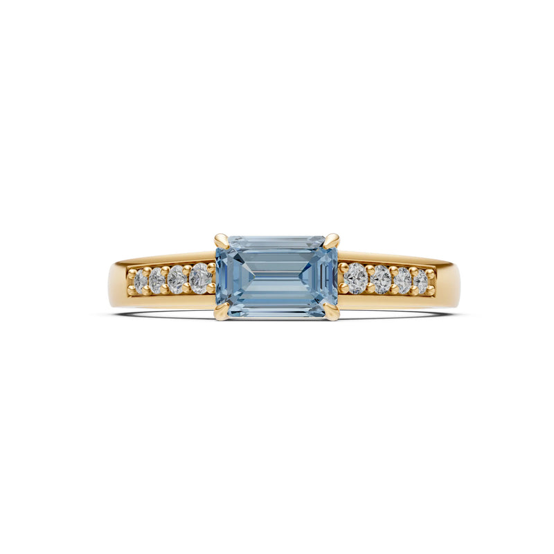 East West Emerald Gemstone Ring with Accents