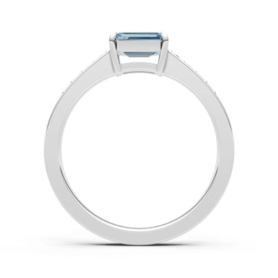 East West Emerald Gemstone Ring with Accents