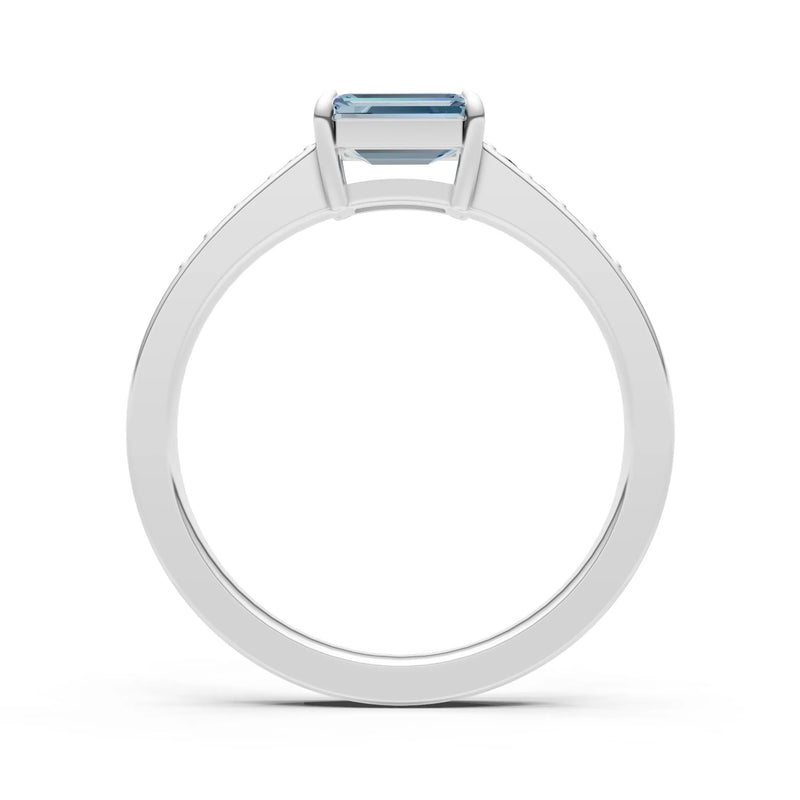 East West Emerald Gemstone Ring with Accents