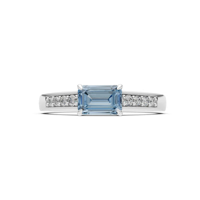 East West Emerald Gemstone Ring with Accents