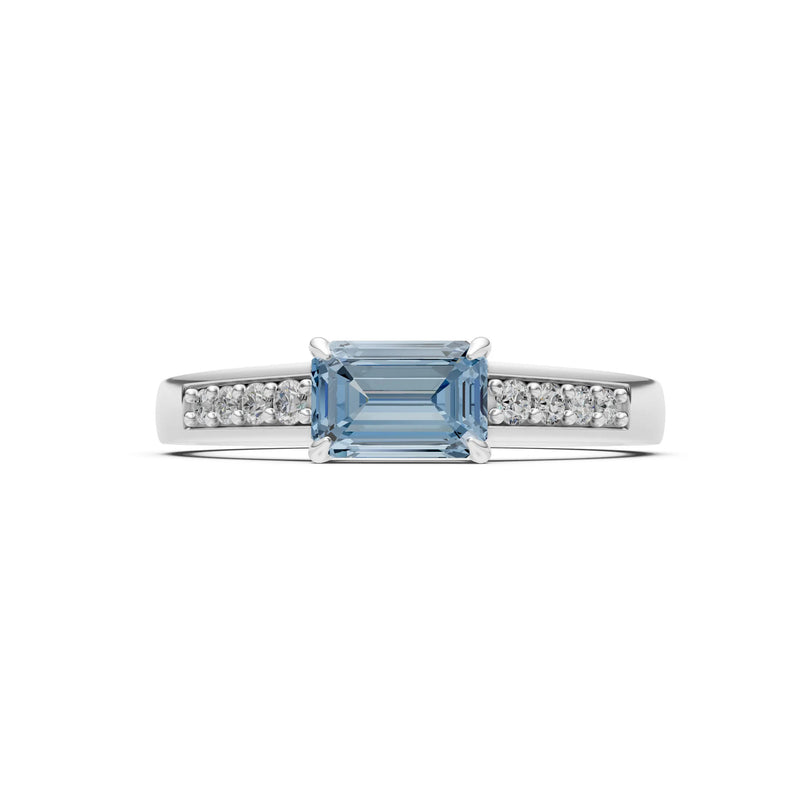 East West Emerald Gemstone Ring with Accents
