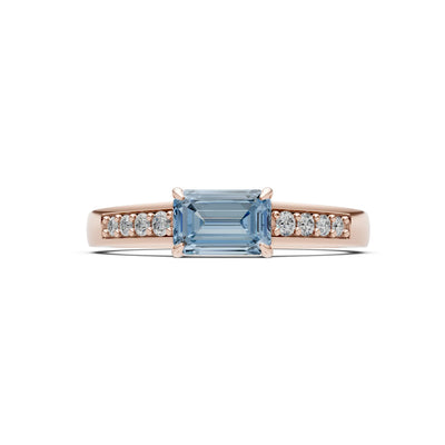 East West Emerald Gemstone Ring with Accents