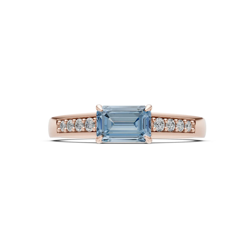 East West Emerald Gemstone Ring with Accents