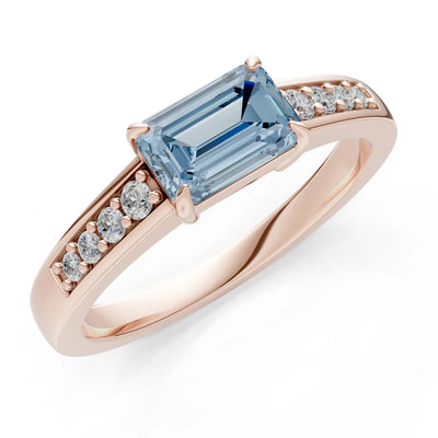 East West Emerald Gemstone Ring with Accents