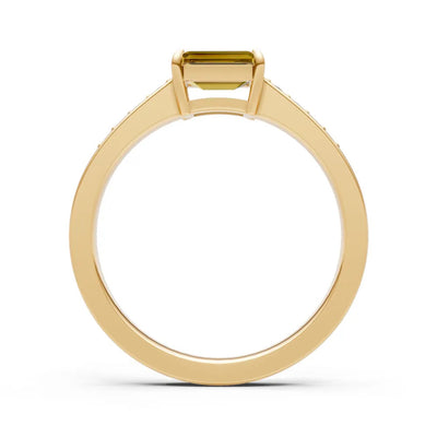 Citrine East West Emerald Cut Gemstone Ring with Accents